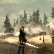 Claudia with Sword and 'Flame Artifact' at the ready.
